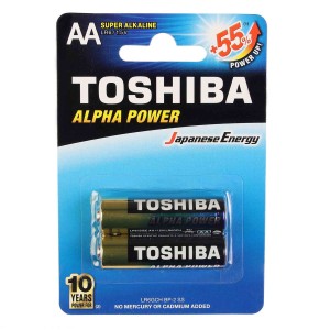 باتری سوپر آلکالاین قلمی(AA) توشیبا مدل ALPHA POWER بسته 2 عددی